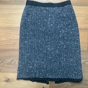 Kate Spade Tweed Pencil Skirt With Grosgrain Waist and Ruffle Trim